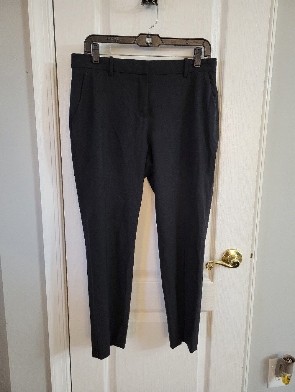 Theory Black Treeca 2 Good Wool Cropped Slim Straight Trousers Pants Size 6